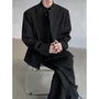 Stand Collar Asymmetrical Button-Up Plain Blazer
