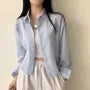 Long-Sleeve Plain Crop Shirt
