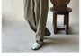 Mid Rise Plain Inverted Pleated Loose Fit Pants / Notch Lapel Plain Pocket Front Single-Breasted Blazer