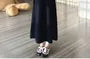 Maternity Long-Sleeve Mock Neck Two Tone Midi A-Line Dress