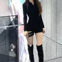 Long-Sleeve Mock Neck Plain Cutout Buckled Romper