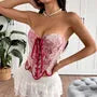 Lace Up Jacquard Tube Bustier Top