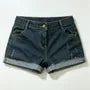 Low Rise Washed Denim Shorts