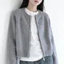 Round Neck Plain Zip Cardigan