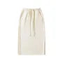 Drawstring Waist Plain Side-Slit Midi H-Line Skirt