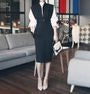 Balloon-Sleeve Blouse / Sleeveless Sheath Dress