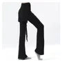 High Waist Plain Overlay Flared Dance Pants