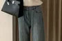 High Rise Fleece-Lined Washed Loose Fit Jeans