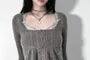 Long Sleeve Square-Neck Plain Cable-Knit Button-Up Loose-Fit Knit Top
