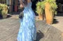 Spaghetti Strap Tie Dye Ruffle Asymmetrical Maxi Sundress