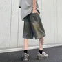 Mid Rise Washed Denim Shorts