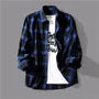 Plaid Button-Up Shirt / Short-Sleeve Crew Neck Plain T-Shirt