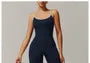 Spaghetti Strap Contrast Trim Open Back Bootcut Sports Jumpsuit
