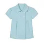 Short Sleeve Doll Collar Striped Button Detail Loose-Fit Blouse