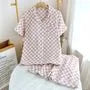 Couple Matching Pajama Set: Short-Sleeve Checkerboard Top + Shorts (Various Designs)