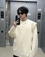 Detachable Sleeve Crew Neck Plain Studded Chain Sweatshirt