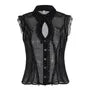 Sleeveless Plain Ruffled-Trim Sheer Slim-Fit Blouse