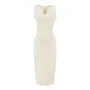 Sleeveless V-Neck Plain Midi Sheath Dress
