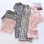 Couple Matching Pajama Set: Short-Sleeve Plaid Top + Pants (Various Designs)