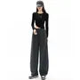 Mid-Waist Drawstring Pocketed Wide-Leg Plain Sweatpants