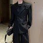 Peak Lapel Plain Double-Breasted Blazer