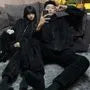 Couple Matching Pajama Set: Plain Fleece Zip Jacket + Pants
