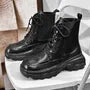 Platform Lace-Up Faux Leather Short Boots