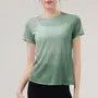 Short-Sleeve Crew Neck Plain Open Back Sports T-Shirt