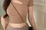 Short-Sleeve Cutout Crop T-Shirt