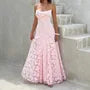 Spaghetti Strap Midi A-Line Lace Dress