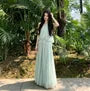 Sleeveless V-Neck Plain Lace Trim Maxi Smock Dress