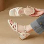Chunky Heel Square Toe Plain Faux Leather Sandals
