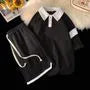 Set: Short-Sleeve Two Tone Panel Polo Shirt + Drawstring Waist Sweat Shorts