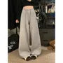 Drawstring Waist Plain Fleece-Lined Baggy Sweatpants