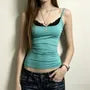 Spaghetti Strap V-Neck Plain Crop Camisole Top