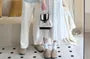 Couple Matching Short-Sleeve Round Neck Pocket Tee / Short-Sleeve Scoop Neck Asymmetrical Tee / High Rise Midi A-Line Skirt