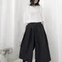 Mid Rise Plain Pleated Cropped Wide Leg Pants