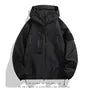 Stand Collar Drawstring Hooded Zip Windbreaker