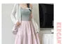 High Waist Striped Midi A-Line Tiered Skirt