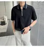 Short-Sleeve Contrast Trim Zip Polo Shirt