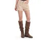 High Waist Plain Buckle-Back Denim Shorts