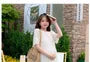 Maternity Short Sleeve Midi A-Line Eyelet Lace Dress