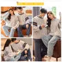 Couple Matching Pajama Set: Crew Neck Striped Sweatshirt + Plain Pants