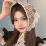 Plaid Lace Trim Headkerchief