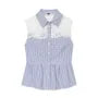 Sleeveless Lace Panel Gingham Check Shirt