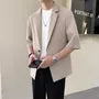 Elbow-Sleeve Lapel Collar Plain Single Button Blazer