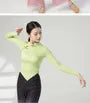 Long-Sleeve Mock Neck Plain Asymmetrical Dance Top