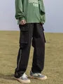 Mid Rise Plain Cargo Straight Leg Pants