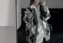 V-Neck Argyle Loose-Fit Button-Up Cardigan