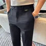Mid Rise Plain Cropped Straight Leg Dress Pants